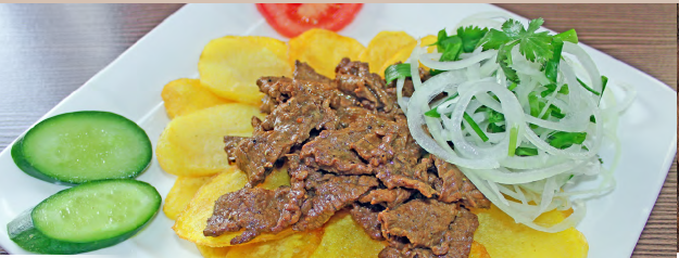 Жареное мясо с картошкой